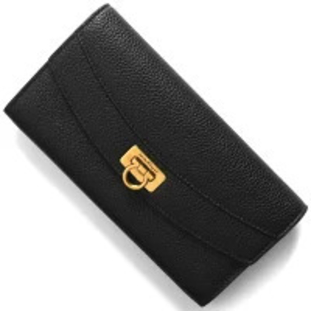 Salvatore Ferragamo Long Wallet Gancini Black Nero Black SALVATORE